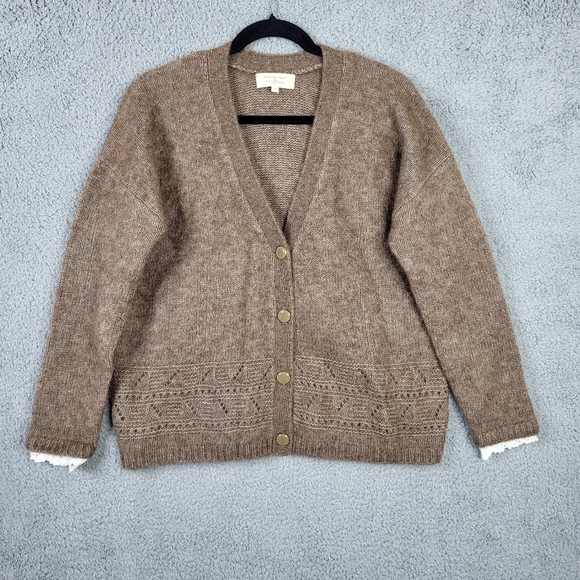 Sezane Sweaters - Sezane Charles Jumper Cardigan lace cuffs Sweater Brown Size S